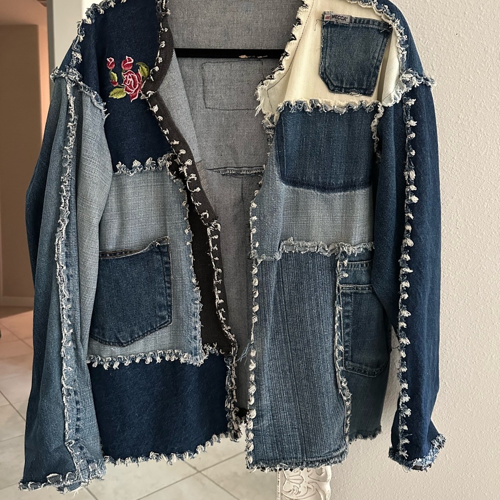 Robert Graham Blue Patchwork Jean Jacket - image 1